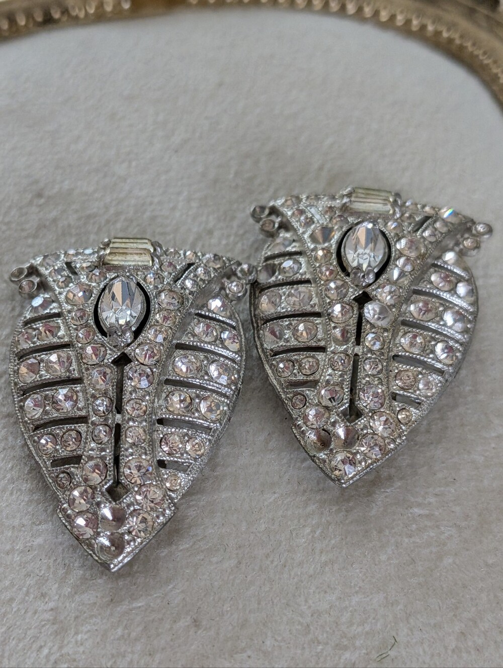 Vintage Mid-Century Rhinestone Shoe Clips – Art Deco Inspired